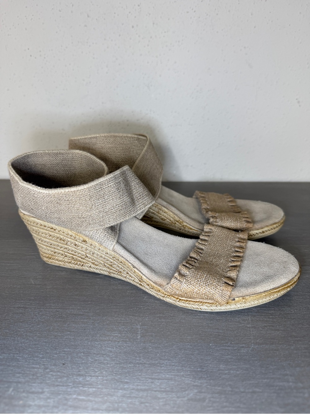 Charleston Shoe Co. Women's Cannon Platform Wedge Sandals Woven Linen Size 8